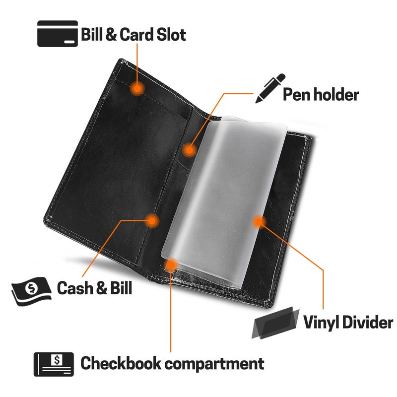 Aurya Leather Checkbook Covers for Personal Checkbook, Checkbook Holder with Free Vinyl Divider, Checkbook Cover for Duplicate Checks for Men and Women - Image 3